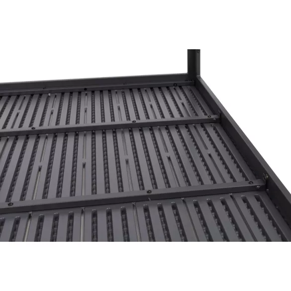 Kerti asztal, MultiGarden SAK-156, szürke, 156 × 78 cm, 6 személyes, magasság: 74 cm, fahatású műanyag asztallap, porszórt acél váz, teherbírás: 150 kg
