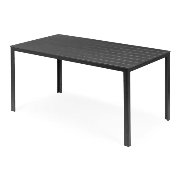 Kerti asztal, MultiGarden SAK-156, szürke, 156 × 78 cm, 6 személyes, magasság: 74 cm, fahatású műanyag asztallap, porszórt acél váz, teherbírás: 150 kg