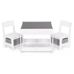   Gyerek szék és asztal szett, ECOTOYS ZCF-01, 1 db asztal + 2 db szék, MDF, kétoldalas asztallap, fiókos székek