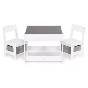 Gyerek szék és asztal szett, ECOTOYS ZCF-01, 1 db asztal + 2 db szék, MDF, kétoldalas asztallap, fiókos székek