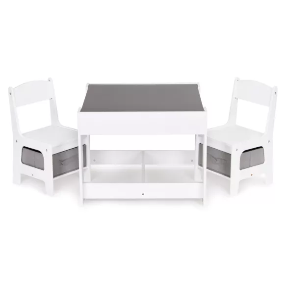 Gyerek szék és asztal szett, ECOTOYS ZCF-01, 1 db asztal + 2 db szék, MDF, kétoldalas asztallap, fiókos székek