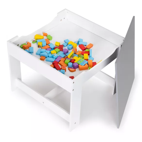 Gyerek szék és asztal szett, ECOTOYS ZCF-01, 1 db asztal + 2 db szék, MDF, kétoldalas asztallap, fiókos székek