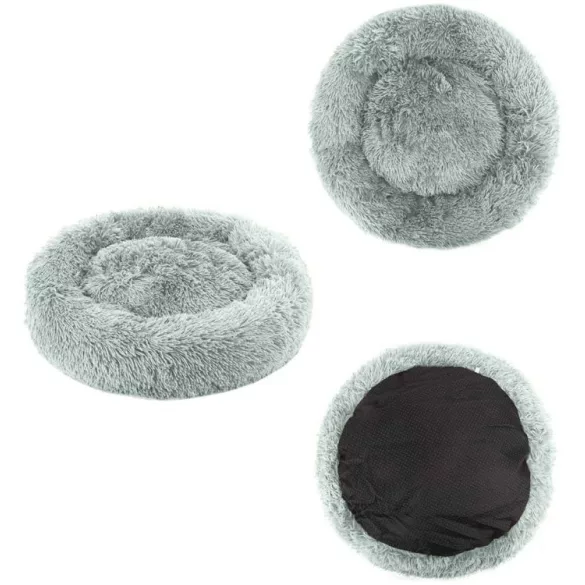 Kisállat fekhely, 53 × 50 × 5 cm, világosszürke, csúszásgátló és nedvességálló alj, 4 cm plüss, 100% polipropilén töltet