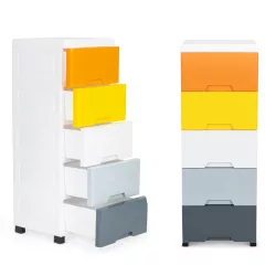   Gurulós tároló, ModernHome PJJCBS0022-05B, 31 x 84,5 x 32,5 cm, fiókos, 5 fiókkal, kerekes, műanyag