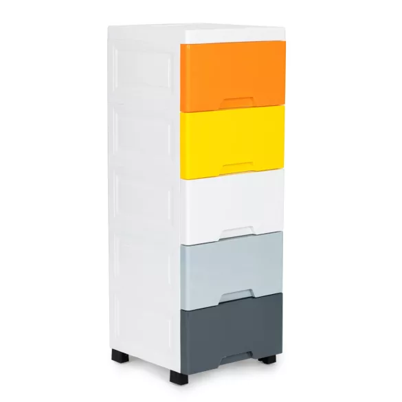 Gurulós tároló, ModernHome PJJCBS0022-05B, 31 x 84,5 x 32,5 cm, fiókos, 5 fiókkal, kerekes, műanyag
