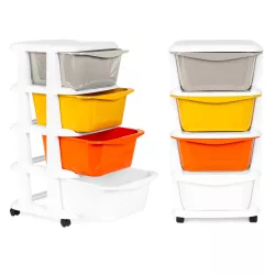   Gurulós tároló, ModernHome PJJCBS0012-04A, 36 x 74 x 35,5 cm, fiókos, 4 fiókkal, kerekes, műanyag