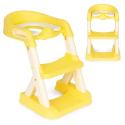   Gyerek WC-ülőke, ECOTOYS HA-P23S, sárga, lépcsővel, puha párnázott betéttel, csúszásgátló, univerzális, 6-36 hónapos korig