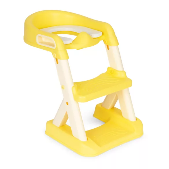 Gyerek WC-ülőke, ECOTOYS HA-P23S, sárga, lépcsővel, puha párnázott betéttel, csúszásgátló, univerzális, 6-36 hónapos korig
