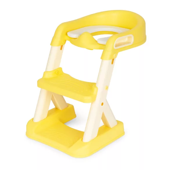 Gyerek WC-ülőke, ECOTOYS HA-P23S, sárga, lépcsővel, puha párnázott betéttel, csúszásgátló, univerzális, 6-36 hónapos korig