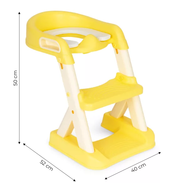 Gyerek WC-ülőke, ECOTOYS HA-P23S, sárga, lépcsővel, puha párnázott betéttel, csúszásgátló, univerzális, 6-36 hónapos korig