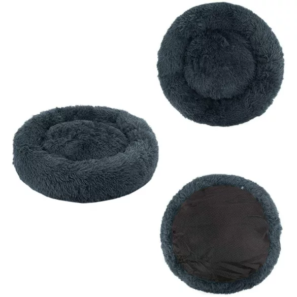 Kisállat fekhely, Leobert 15297-1, 44 × 39 × 5 cm, sötétszürke, csúszásgátló és nedvességálló alj, 4 cm plüss, 100% polipropilén töltet