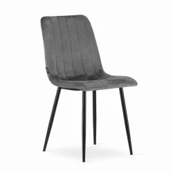   Étkezőszék, Lava-SIMY02, 4 db, sötétszürke, 90 × 43 × 51 cm, bársony szövetkárpit, porszórt acél lábak, teherbírás: 120 kg