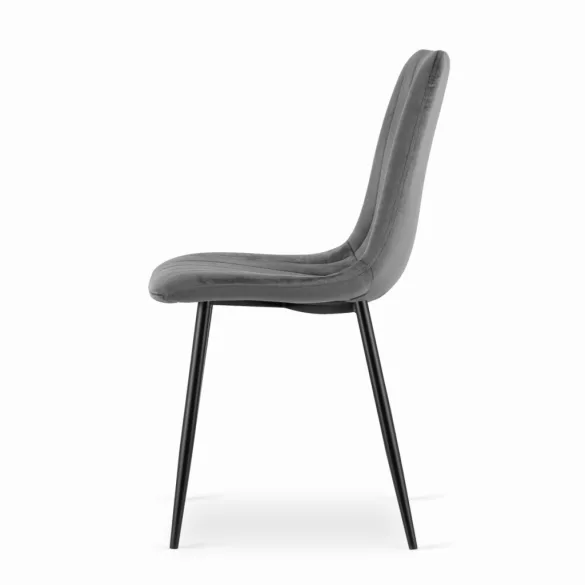 Étkezőszék, Lava-SIMY02, 4 db, sötétszürke, 90 × 43 × 51 cm, bársony szövetkárpit, porszórt acél lábak, teherbírás: 120 kg