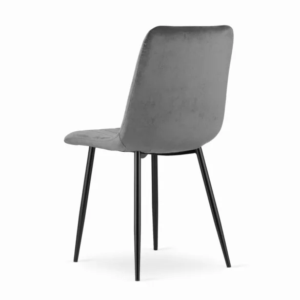 Étkezőszék, Lava-SIMY02, 4 db, sötétszürke, 90 × 43 × 51 cm, bársony szövetkárpit, porszórt acél lábak, teherbírás: 120 kg