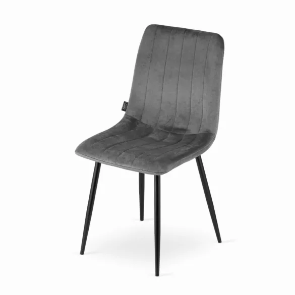Étkezőszék, Lava-SIMY02, 4 db, sötétszürke, 90 × 43 × 51 cm, bársony szövetkárpit, porszórt acél lábak, teherbírás: 120 kg