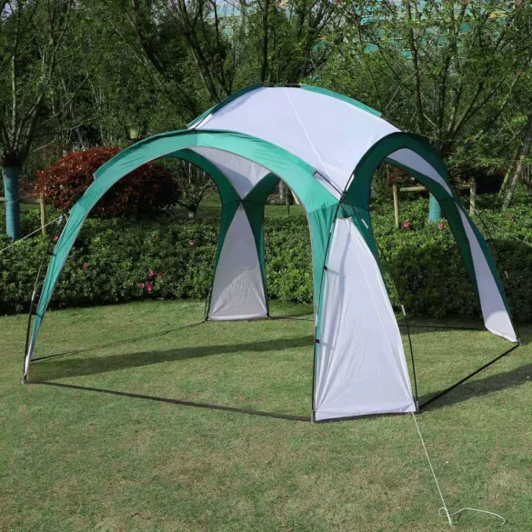 Kerti pavilon, MultiGarden ST-001, zöld, 3,5 x 3,5 m, PE borítás, 2,3 m magassággal, üvegszálas váz, hordtáskával