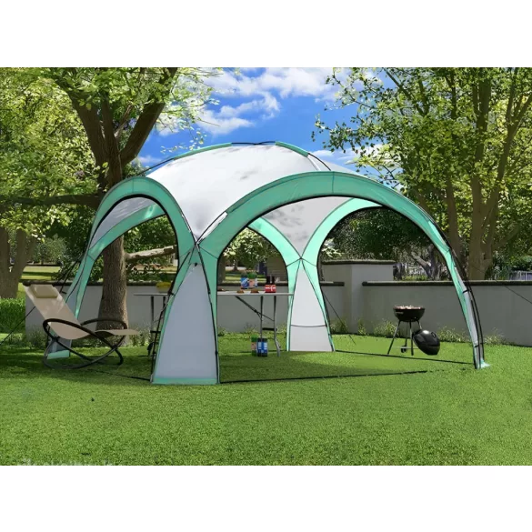 Kerti pavilon, MultiGarden ST-001, zöld, 3,5 x 3,5 m, PE borítás, 2,3 m magassággal, üvegszálas váz, hordtáskával