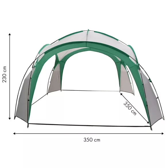 Kerti pavilon, MultiGarden ST-001, zöld, 3,5 x 3,5 m, PE borítás, 2,3 m magassággal, üvegszálas váz, hordtáskával