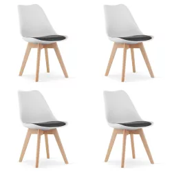   Étkezőszék, Mark-ATTY16, 4 db, fehér, 81,5 x 43 x 47 cm, polipropilén ülés, bükkfa lábak, párnázott,