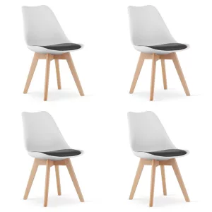 Étkezőszék, Mark-ATTY16, 4 db, fehér, 81,5 x 43 x 47 cm, polipropilén ülés, bükkfa lábak, párnázott,