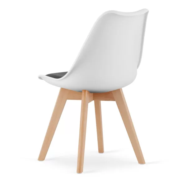 Étkezőszék, Mark-ATTY16, 4 db, fehér, 81,5 x 43 x 47 cm, polipropilén ülés, bükkfa lábak, párnázott,