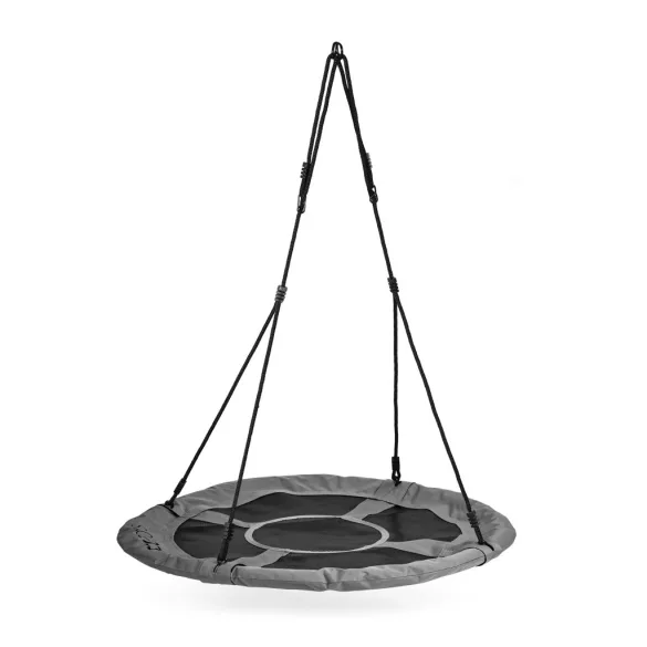 Fészekhinta, ECOTOYS BOC100, szürke, átmérő: 100 cm, vízálló, állítható kötélmagasság: 140-190 cm, acél váz, poliészter, teherbírás: 150 kg