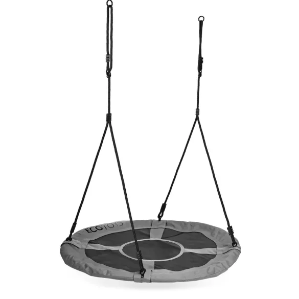 Fészekhinta, ECOTOYS BOC100, szürke, átmérő: 100 cm, vízálló, állítható kötélmagasság: 140-190 cm, acél váz, poliészter, teherbírás: 150 kg