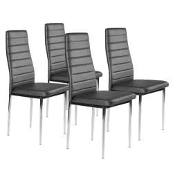   Étkezőszék, KE01, 4 db, szürke, 98 x 42 x 49 cm, műbőr kárpit, krómozott acél lábak, magas háttámla, teherbírás: 120 kg