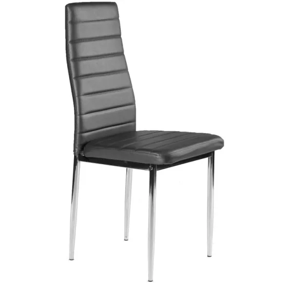 Étkezőszék, KE01, 4 db, szürke, 98 x 42 x 49 cm, műbőr kárpit, krómozott acél lábak, magas háttámla, teherbírás: 120 kg