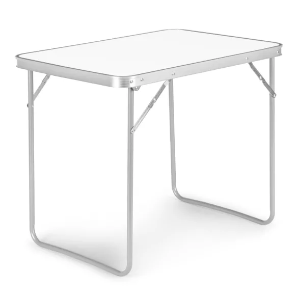 Kerti asztal, MultiGarden GMFC-FY8060, fehér, 80 x 60 cm, összecsukható, magasság: 70 cm, bőrönddé hajtható, hordfogantyúval, teherbírás: 30 kg