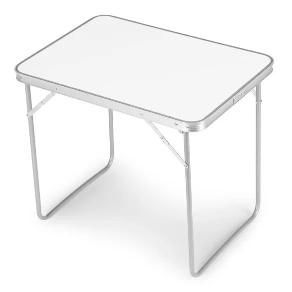 Kerti asztal, MultiGarden GMFC-FY8060, fehér, 80 x 60 cm, összecsukható, magasság: 70 cm, bőrönddé hajtható, hordfogantyúval, teherbírás: 30 kg