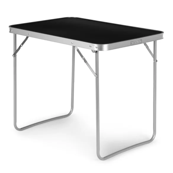 Kerti asztal, MultiGarden GMFC-FY8060, fekete, 80 x 60 cm, összecsukható, magasság: 70 cm, bőrönddé hajtható, hordfogantyúval, teherbírás: 30 kg