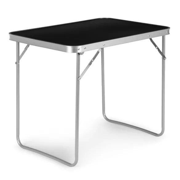 Kerti asztal, MultiGarden GMFC-FY8060, fekete, 80 x 60 cm, összecsukható, magasság: 70 cm, bőrönddé hajtható, hordfogantyúval, teherbírás: 30 kg