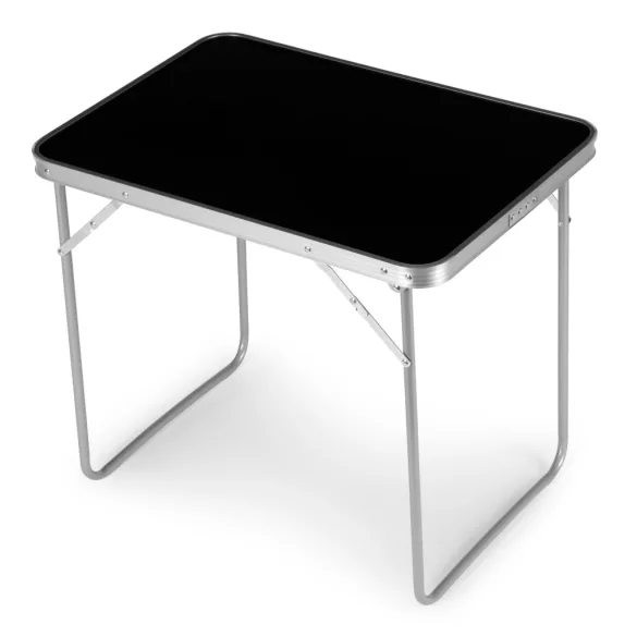Kerti asztal, MultiGarden GMFC-FY8060, fekete, 80 x 60 cm, összecsukható, magasság: 70 cm, bőrönddé hajtható, hordfogantyúval, teherbírás: 30 kg