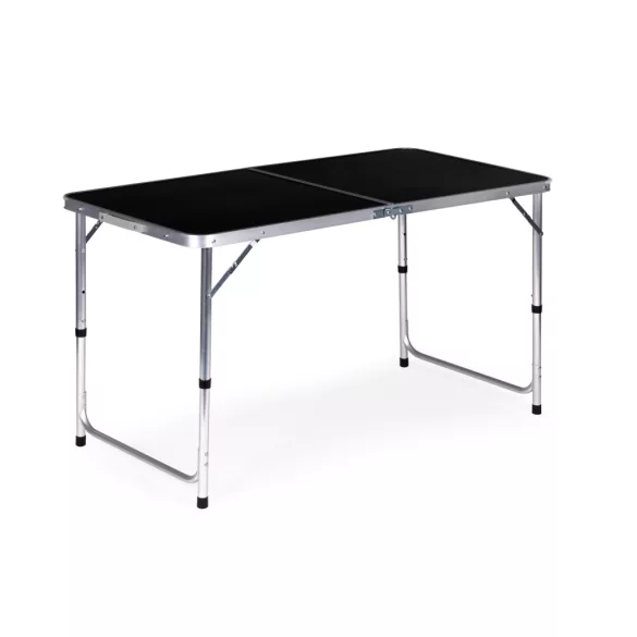 Kerti asztal, MultiGarden GMFC-FY12060, fekete, 120 x 60 cm, összecsukható, állítható magasság (60–70 cm), hordfogantyúval, teherbírás: 50 kg