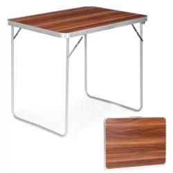   Kerti asztal, MultiGarden GMFC-FY8060, barna, 80 x 60 cm, összecsukható, magasság: 70 cm, bőrönddé hajtható, hordfogantyúval, teherbírás: 30 kg