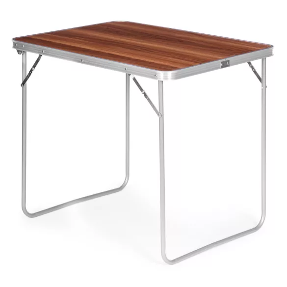 Kerti asztal, MultiGarden GMFC-FY8060, barna, 80 x 60 cm, összecsukható, magasság: 70 cm, bőrönddé hajtható, hordfogantyúval, teherbírás: 30 kg