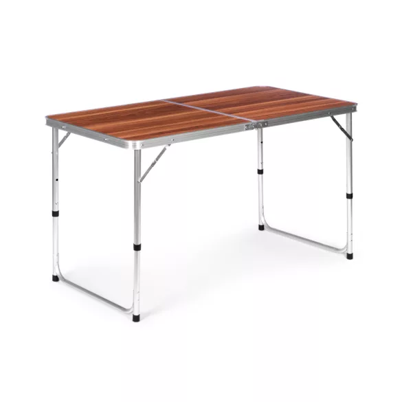 Kerti asztal, MultiGarden GMFC-FY12060, barna, 120 x 60 cm, összecsukható, állítható magasság (60–70 cm), hordfogantyúval, teherbírás: 50 kg