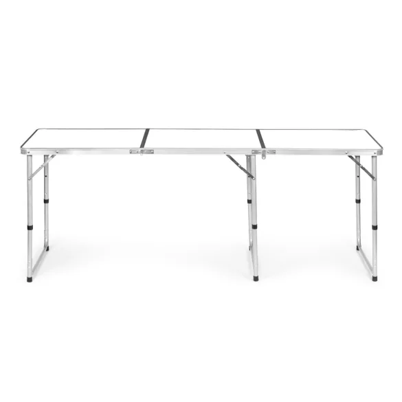 Kerti asztal, MultiGarden GB030-180, fehér, 180 x 60 cm, összecsukható, állítható magasság (60–70 cm), hordfogantyúval, teherbírás: 50 kg