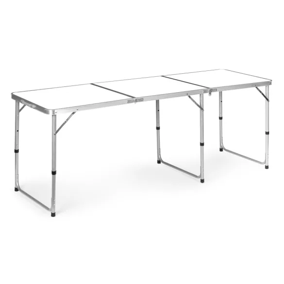 Kerti asztal, MultiGarden GB030-180, fehér, 180 x 60 cm, összecsukható, állítható magasság (60–70 cm), hordfogantyúval, teherbírás: 50 kg