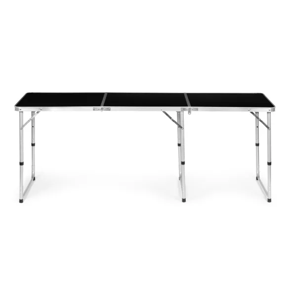 Kerti asztal, MultiGarden GB030-180, fekete, 180 x 60 cm, összecsukható, állítható magasság (60–70 cm), hordfogantyúval, teherbírás: 50 kg