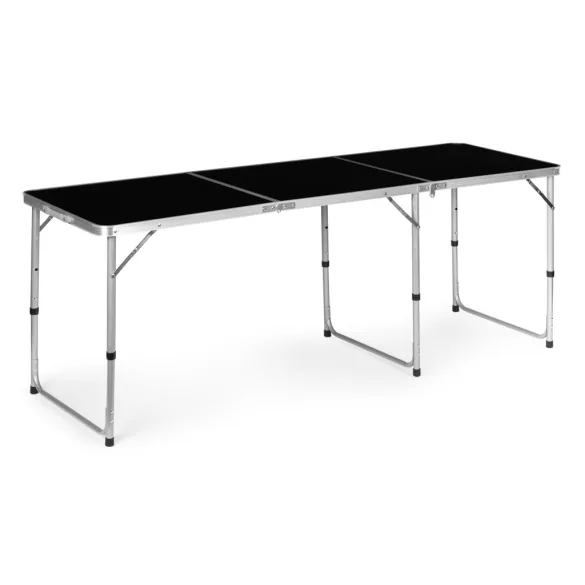 Kerti asztal, MultiGarden GB030-180, fekete, 180 x 60 cm, összecsukható, állítható magasság (60–70 cm), hordfogantyúval, teherbírás: 50 kg