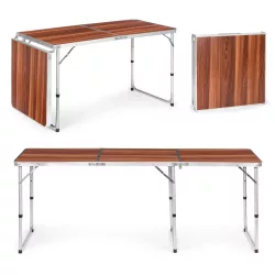   Kerti asztal, MultiGarden GB030-180, barna, 180 x 60 cm, összecsukható, állítható magasság (60–70 cm), hordfogantyúval, teherbírás: 50 kg