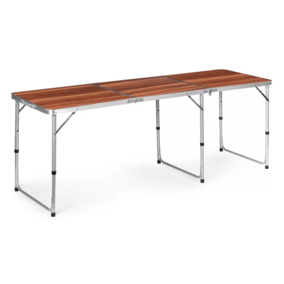 Kerti asztal, MultiGarden GB030-180, barna, 180 x 60 cm, összecsukható, állítható magasság (60–70 cm), hordfogantyúval, teherbírás: 50 kg