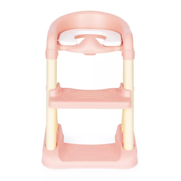 Gyerek WC-ülőke, ECOTOYS HA-P23S, rózsaszín, lépcsővel, puha párnázott betéttel, csúszásgátló, univerzális, 6-36 hónapos korig
