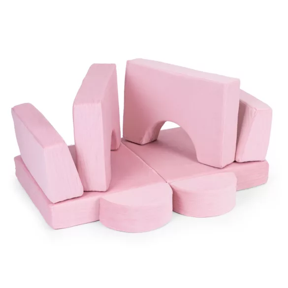 Gyerek moduláris fotel, ECOTOYS TMSRT-13, rózsaszín, 8 modul, levehető és mosható huzat, habszivacs, átalakítható kanapévá, puffá, matraccá, teherbírás: 120 kg