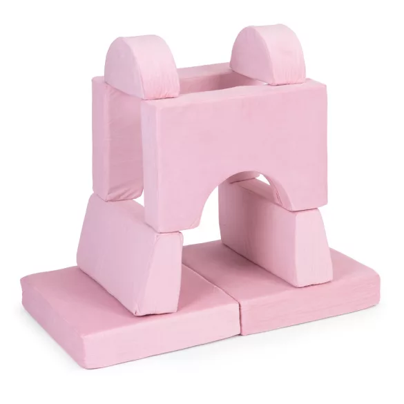 Gyerek moduláris fotel, ECOTOYS TMSRT-13, rózsaszín, 8 modul, levehető és mosható huzat, habszivacs, átalakítható kanapévá, puffá, matraccá, teherbírás: 120 kg