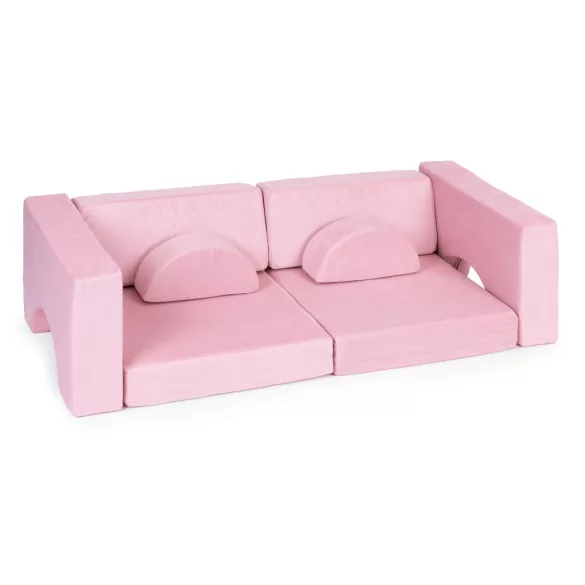 Gyerek moduláris fotel, ECOTOYS TMSRT-13, rózsaszín, 8 modul, levehető és mosható huzat, habszivacs, átalakítható kanapévá, puffá, matraccá, teherbírás: 120 kg
