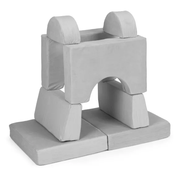 Gyerek moduláris fotel, ECOTOYS TMSRT-13, szürke, 8 modul, levehető és mosható huzat, habszivacs, átalakítható kanapévá, puffá, matraccá, teherbírás: 120 kg