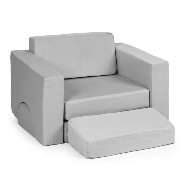 Gyerek moduláris fotel, ECOTOYS TMSRT-13, szürke, 8 modul, levehető és mosható huzat, habszivacs, átalakítható kanapévá, puffá, matraccá, teherbírás: 120 kg